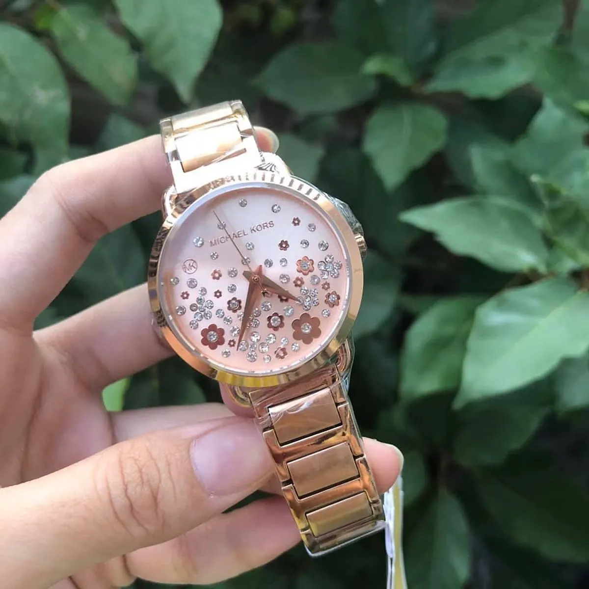 Michael kors rose gold flower watch best sale