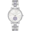 Mk3855 michael kors watch women crystals white dial metal stainless steel silver strap quartz battery analog three hand jaryn