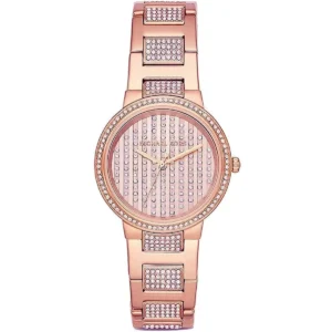 Mk3986 michael kors watch women crystals rose gold dial metal stainless steel strap quartz battery analog three hand gabbi