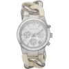 Mk4263 michael kors watch women silver dial multi beige strap quartz battery analog chronograph runway twist