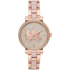 Mk4336 michael kors watch women mk logo crystals rose gold dial metal stainless steel pink strap quartz battery analog three hand sofie