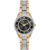 Mk4403 michael kors watch women crystals black dial metal stainless steel silver gold two tone strap quartz battery analog three hand lauryn