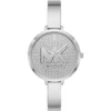 Mk4432 michael kors watch women crystals mk logo silver dial metal stainless steel strap quartz battery analog three hand charley