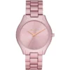 Mk4456 michael kors watch women pink dial metal stainless steel strap quartz battery analog three hand slim runway