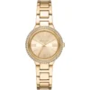 Mk4459 michael kors watch women crystals gold dial metal stainless steel golden strap quartz battery analog three hand taryn
