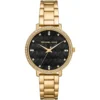 Mk4593 michael kors watch women mk logo black dial metal stainless steel gold strap quartz battery analog three hand pyper