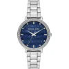 Mk4671 michael kors watch women mk logo crystals blue dial metal stainless steel silver strap quartz battery analog three hand pyper
