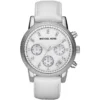 Mk5049 michael kors watch women white dial leather strap quartz battery analog chronograph ritz