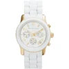 Mk5145 michael kors watch women white dial metal stainless steel strap quartz battery analog chronograph runway mid
