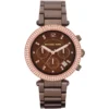 Mk5578 michael kors watch women crystals brown dial metal stainless steel strap quartz battery analog chronograph parker