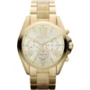 Mk5722 michael kors watch women gold dial multi golden strap quartz battery analog chronograph bradshaw