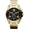 Mk5739 michael kors watch women black dial metal stainless steel gold strap quartz battery analog chronograph bradshaw
