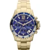 Mk5754 michael kors watch women blue dial metal stainless steel gold strap quartz battery analog chronograph everest