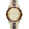 Mk5764 michael kors watch women gold dial multi golden brown strap quartz battery analog chronograph preston