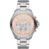 Mk5837 michael kors watch women rose gold dial metal stainless steel silver strap quartz battery analog chronograph wren