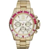 Mk5871 michael kors watch women gold dial metal stainless steel golden strap quartz battery analog chronograph everest