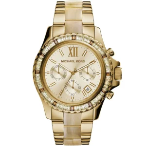 Mk5874 michael kors watch women gold dial multi golden strap quartz battery analog chronograph everest