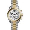 Mk5912 michael kors watch women silver dial metal stainless steel gold two tone strap quartz battery analog chronograph bradshaw