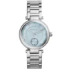 Mk5988 michael kors watch women blue dial metal stainless steel silver strap quartz battery analog three hand skylar
