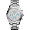 Mk6076 michael kors watch women crystals silver dial metal stainless steel strap quartz battery analog chronograph layton