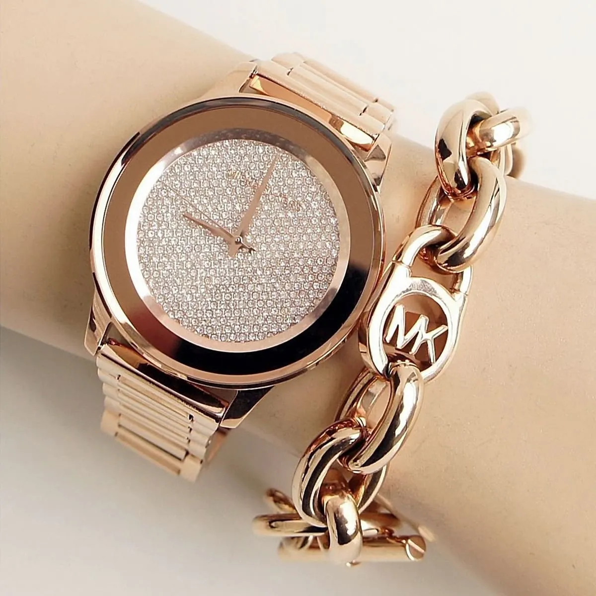 MK Kinley Rosegold & Rose Acetate newest Watch