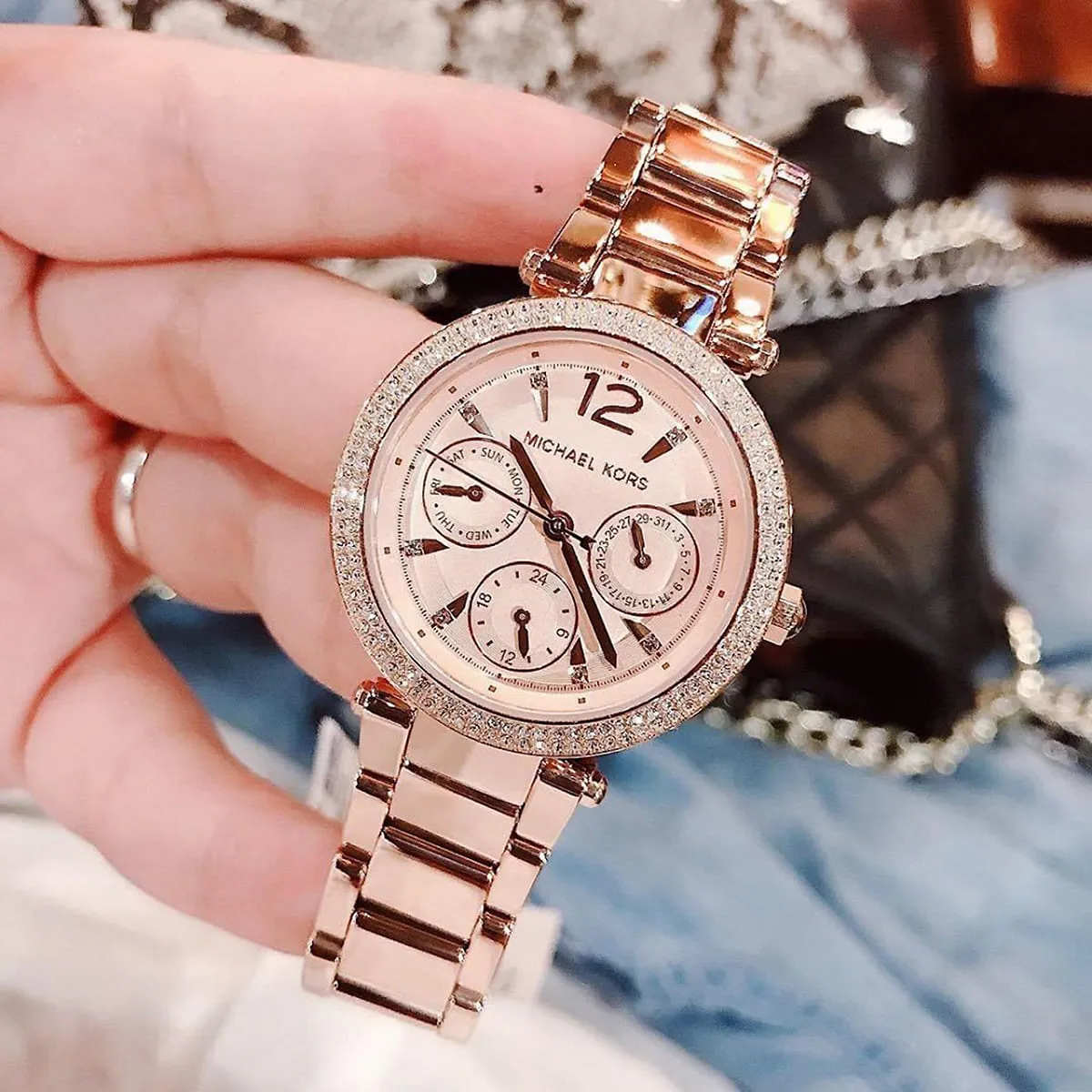 Michael kors parker rose gold best sale