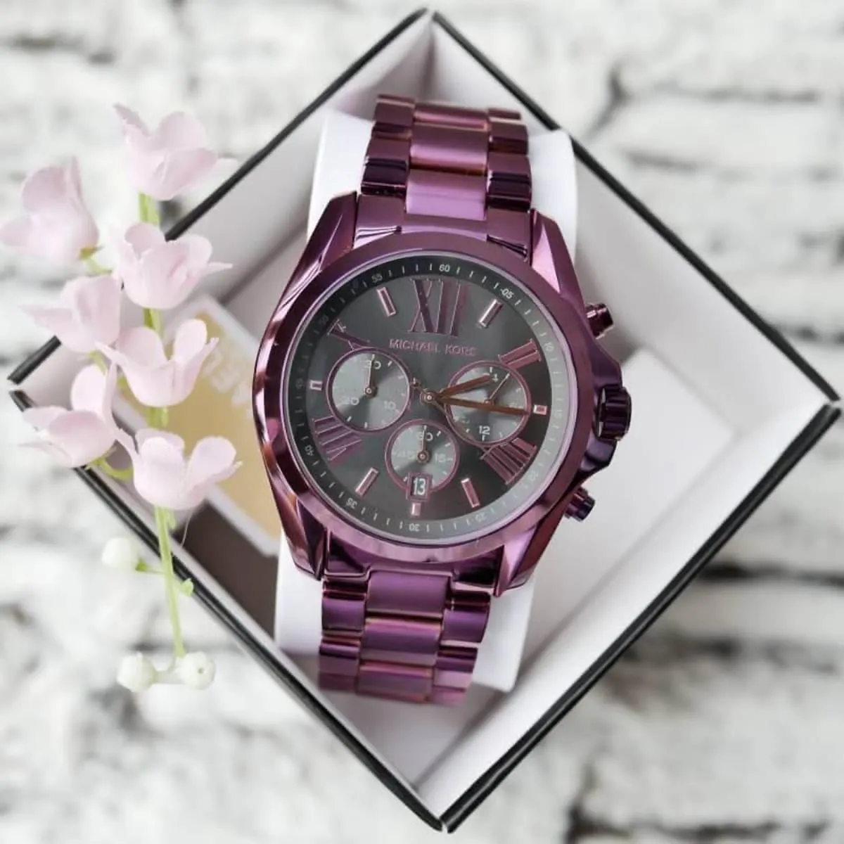 Michael kors bradshaw watch purple best sale