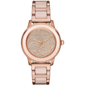 Mk6432 michael kors watch women crystals rose gold dial multi strap quartz battery analog three hand kinley