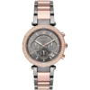 Mk6440 michael kors watch women crystals gray dial metal stainless steel grey rose gold strap quartz battery analog chronograph parker