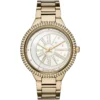 Mk6550 michael kors watch women crystals mother of pearl blue dial metal stainless steel silver strap quartz battery analog three hand taryn