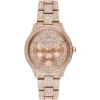 Mk6628 michael kors watch women crystals rose gold dial metal stainless steel strap quartz battery analog three hand runway