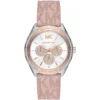Mk7206 michael kors watch women crystals silver dial polyurethane chloride pink strap quartz battery analog jessa