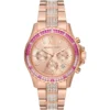 Mk7211 michael kors watch women crystals rose gold dial metal stainless steel strap quartz battery analog chronograph everest