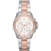 Mk7214 michael kors watch women crystals white dial metal stainless steel silver rose gold two tone strap quartz battery analog chronograph everest