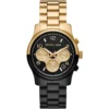 Mk7328 michael kors watch women black dial metal stainless steel gold strap quartz battery analog chronograph runway