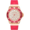 Mk7359 michael kors watch women crystals rose gold dial rubber pink strap quartz battery analog three hand everest