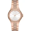 Mk7362 michael kors watch women crystals white dial metal stainless steel rose gold strap quartz battery analog three hand lennox