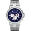 Mk8171 michael kors watch men blue dial metal stainless steel silver strap quartz battery analog chronograph dylan