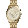 Mk8281 michael kors watch men gold dial metal stainless steel golden strap quartz battery analog chronograph lexington
