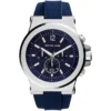 Mk8303 michael kors watch men blue dial rubber strap quartz battery analog chronograph dylan