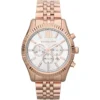 Mk8313 michael kors watch unisex silver dial metal stainless steel rose gold strap quartz battery analog chronograph lexington