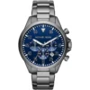 Mk8443 michael kors watch men blue dial metal stainless steel gray strap quartz battery analog chronograph gage