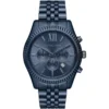 Mk8480 michael kors watch men blue dial metal stainless steel strap quartz battery analog chronograph lexington
