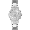 Gw0320l1 guess watch women crystals silver dial metal stainless steel strap quartz battery analog moonlight