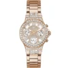 Gw0320l3 guess watch women crystals rose gold dial metal stainless steel strap quartz battery analog moonlight