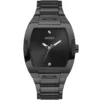 Gw0387g3 guess watch men square black dial metal stainless steel strap quartz battery analog three hand phoenix