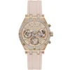 Gw0407l3 guess watch women crystals rose gold dial rubber pink strap quartz battery analog three hand heiress
