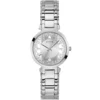 Gw0470l1 guess watch women crystals silver dial metal stainless steel strap quartz battery analog three hand crystal clear