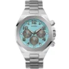 Gw0489g3 guess watch men turquoise dial metal stainless steel silver strap quartz battery analog empire