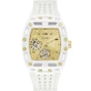 Gw0499g5 guess watch men square gold dial rubber white strap quartz battery analog phoenix